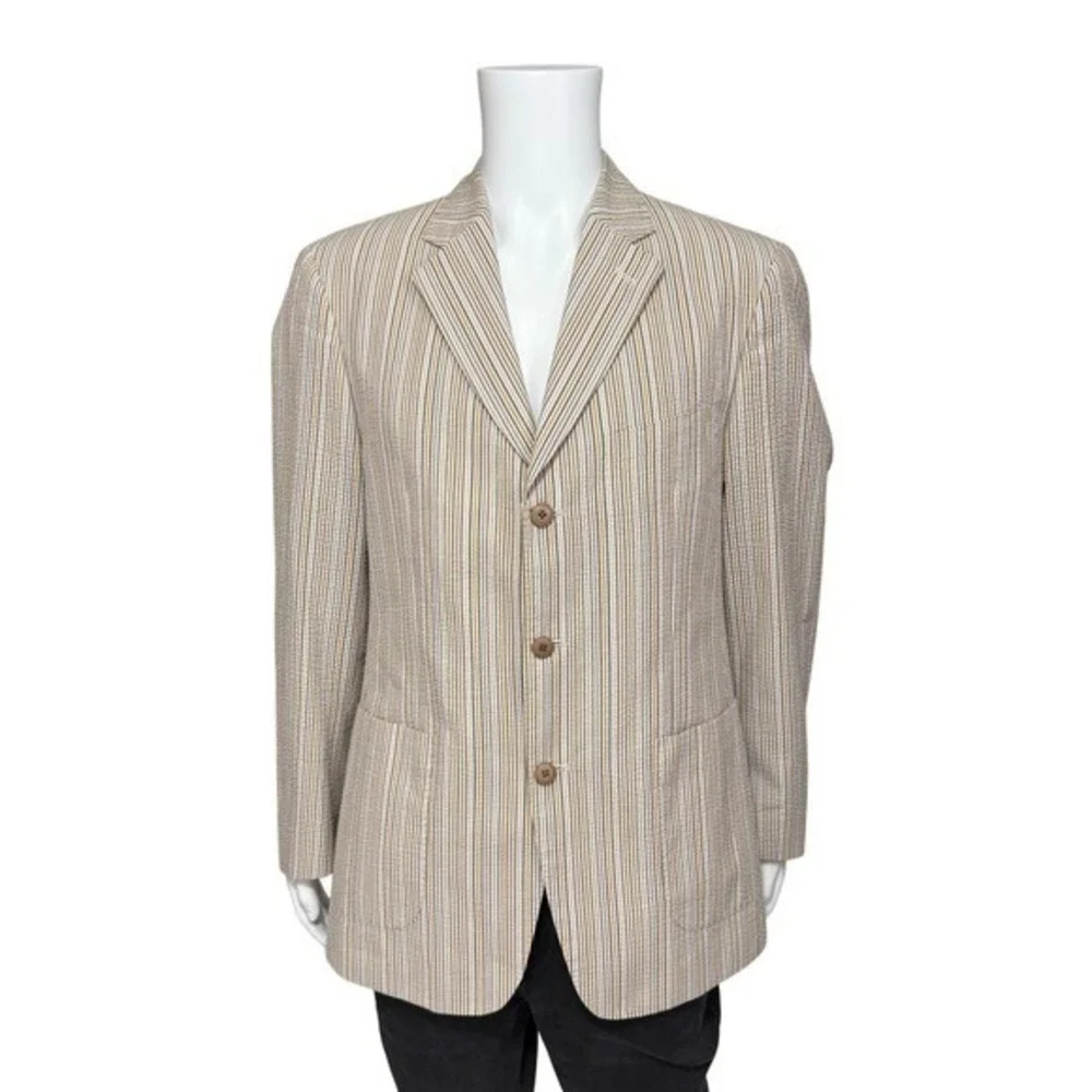 Johnston Murphy Mens Striped‎ Seersucker Blazer Jacket Size M